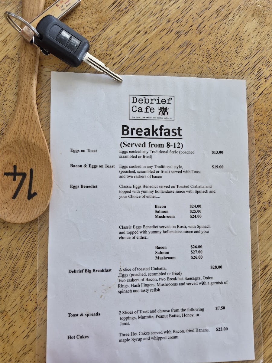 Debrief Cafe Photo Menu 1