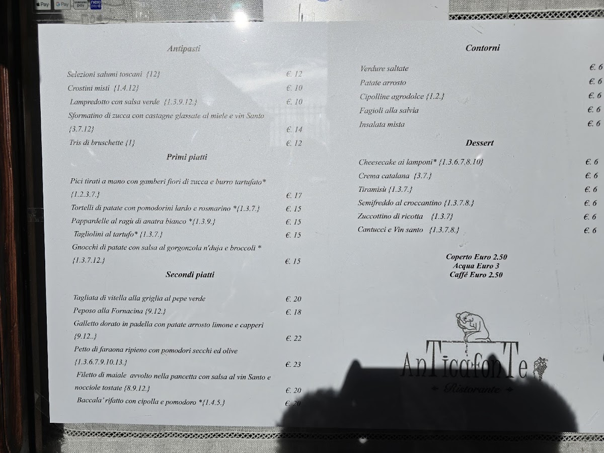 Antica Fonte Photo Menu 1