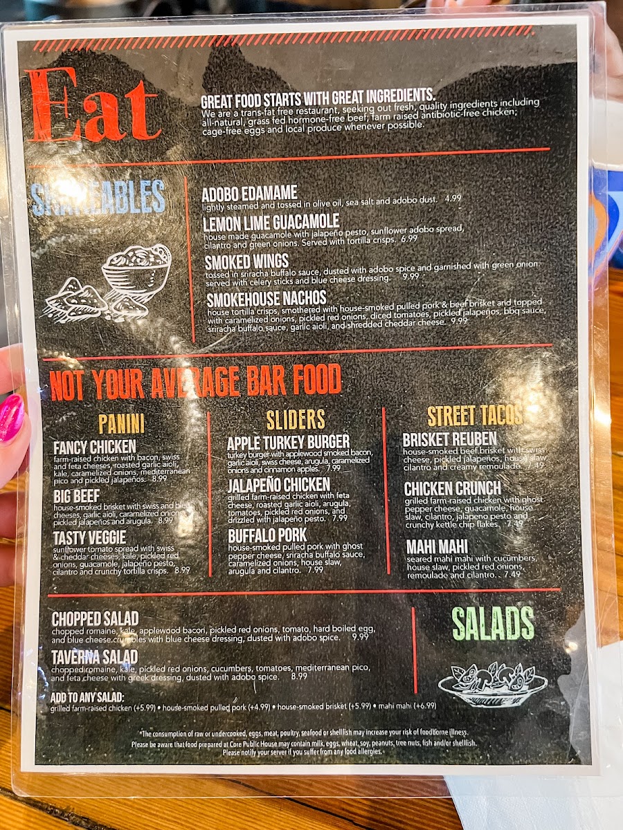 Core Brewing Company, XNA Photo Menu 1