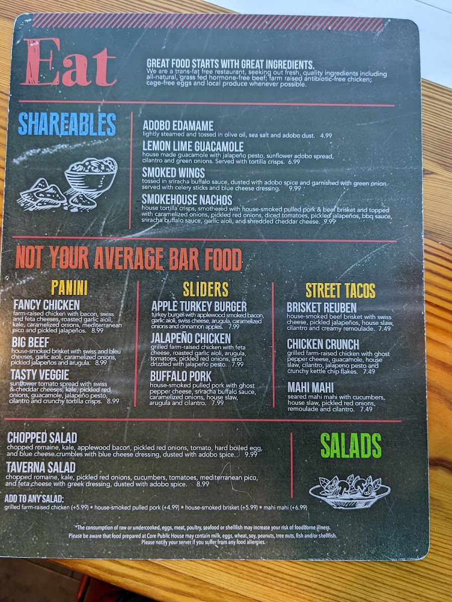 Core Brewing Company, XNA Photo Menu 2