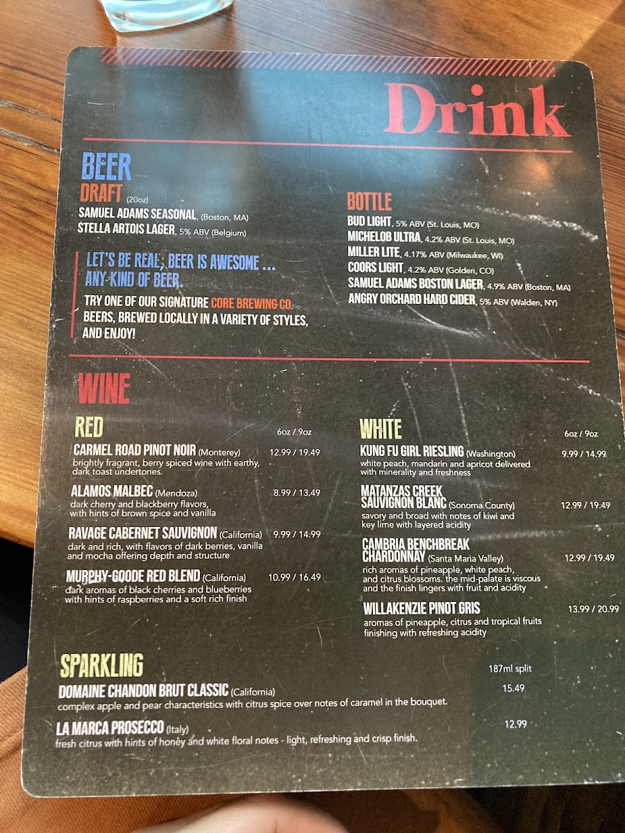 Core Brewing Company, XNA Photo Menu 4