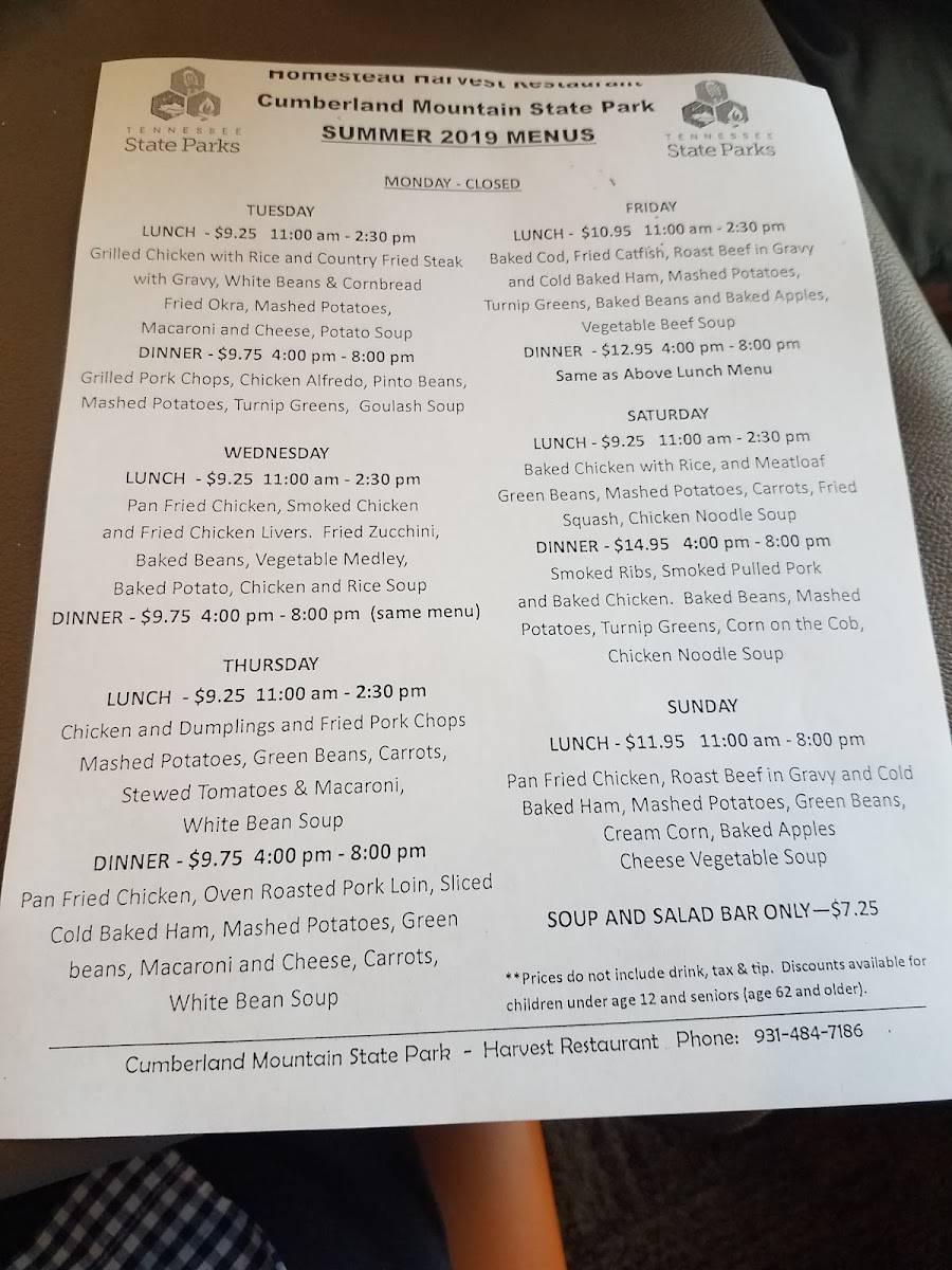 The Restaurant at Cumberland Mountain Photo Menu 5