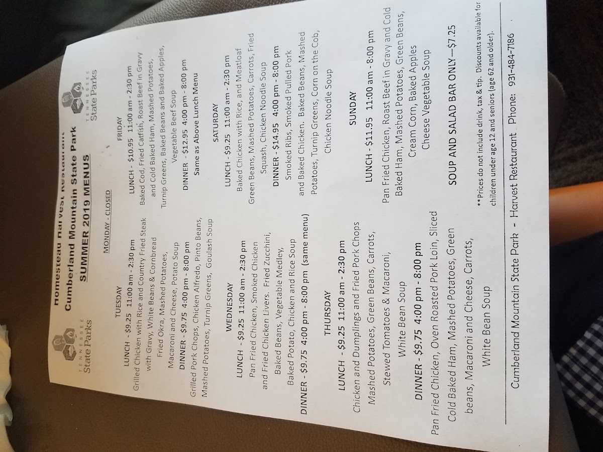 The Restaurant at Cumberland Mountain Photo Menu 8