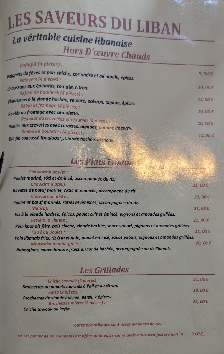 Les Saveurs Du Liban Photo Menu 2