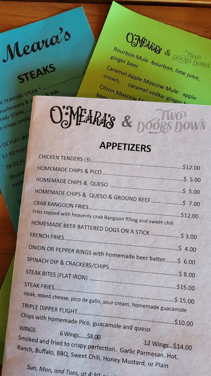 O'Meara's and Two Doors Down Photo Menu 9