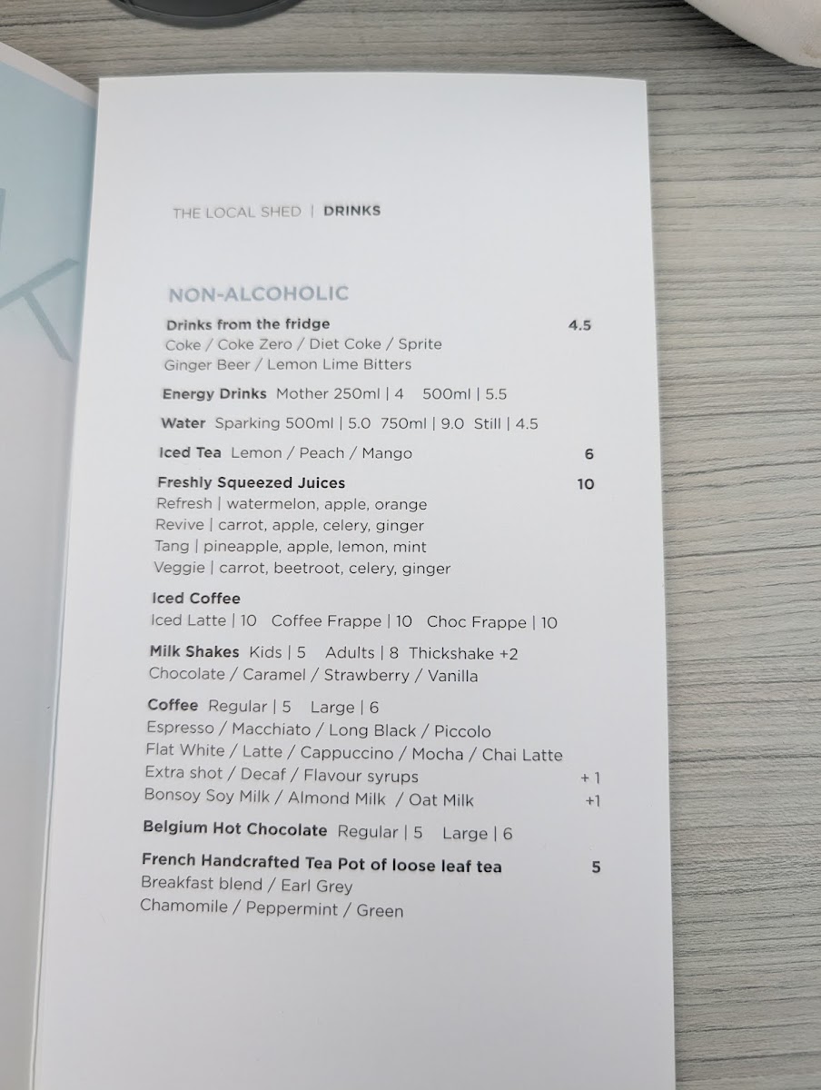 The Local Shed Cafe Photo Menu 2
