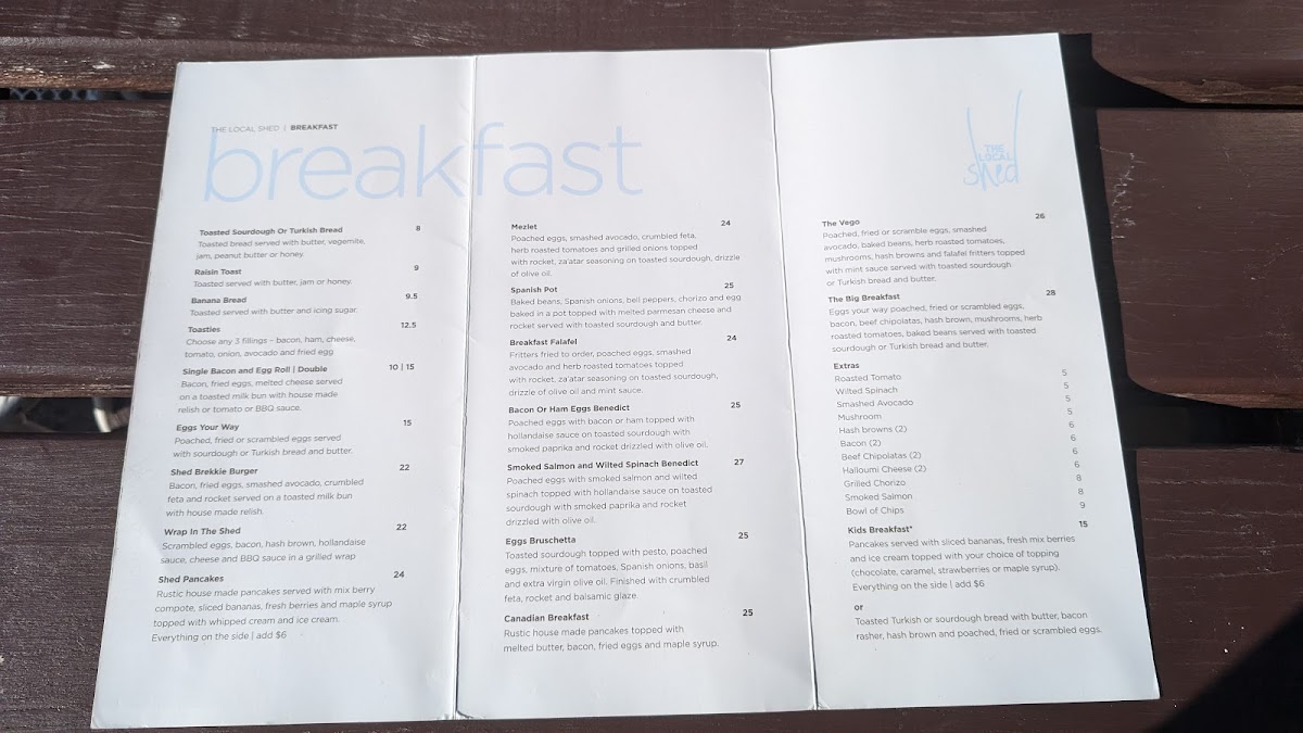 The Local Shed Cafe Photo Menu 5