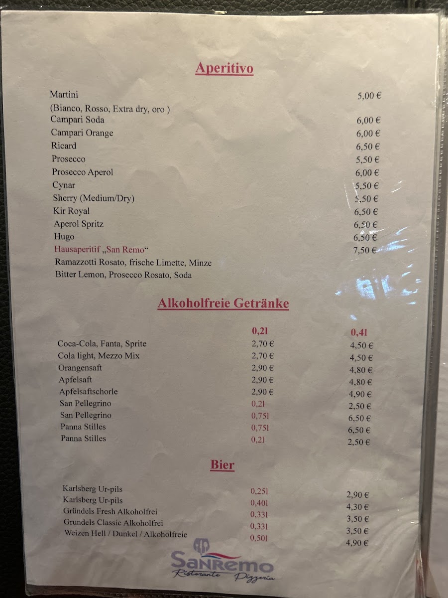 Ristorante Pizzeria Sanremo Fechingen Photo Menu 1