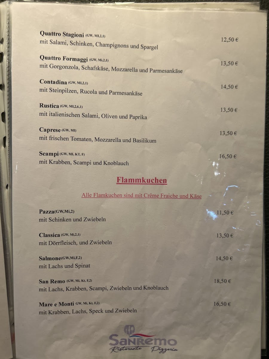 Ristorante Pizzeria Sanremo Fechingen Photo Menu 2