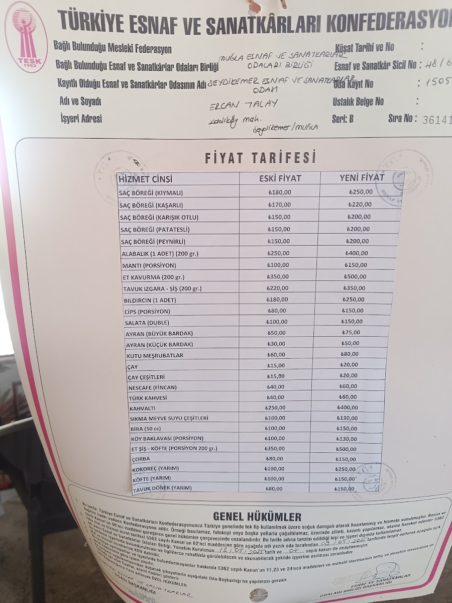 Çınar Restaurant Photo Menu 1