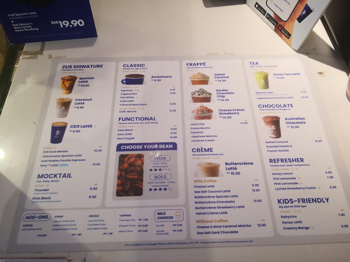 ZUS Coffee - Maju Utama, Bukit Mertajam Photo Menu 1