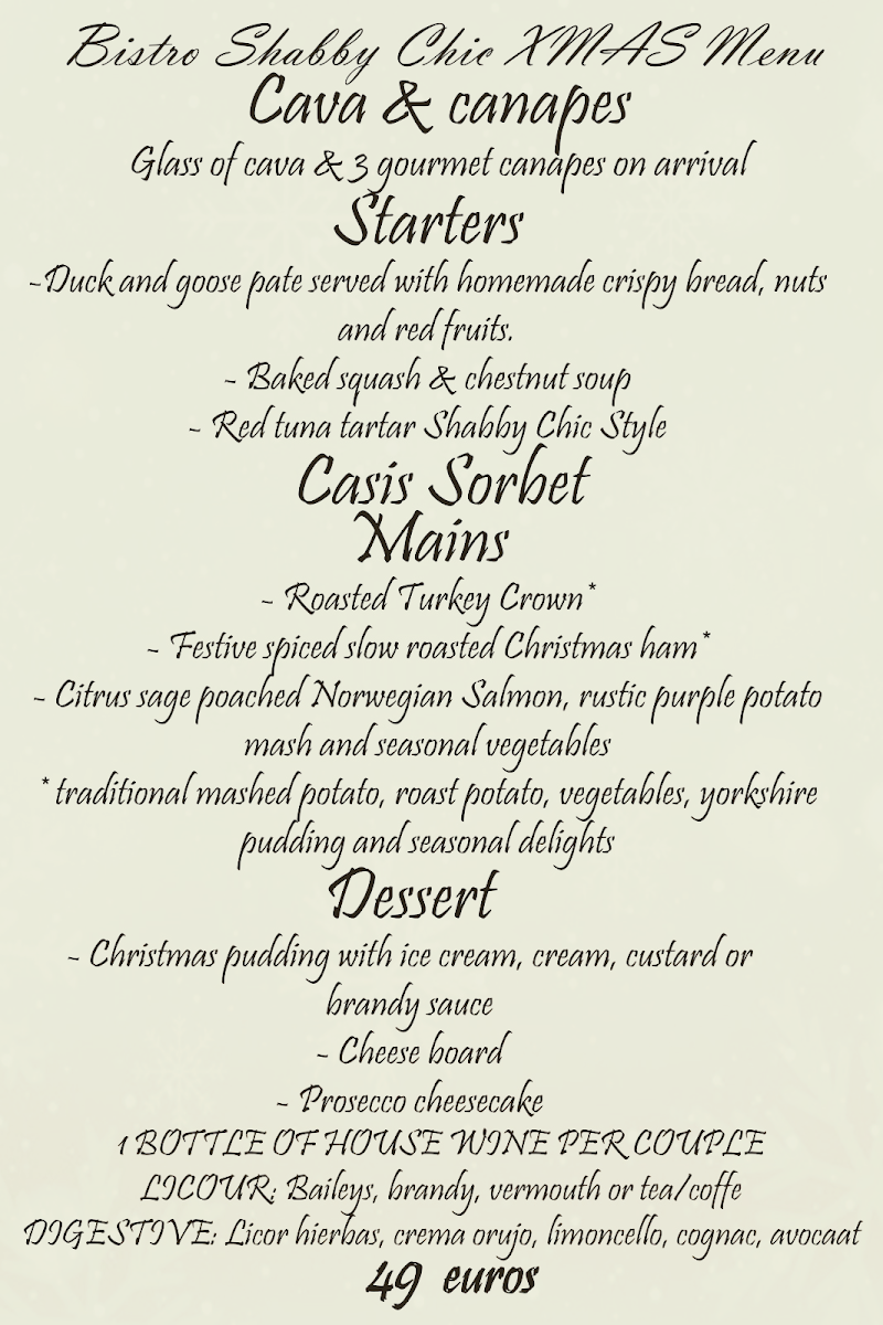 Bistro Shabby Chíc Photo Menu 1
