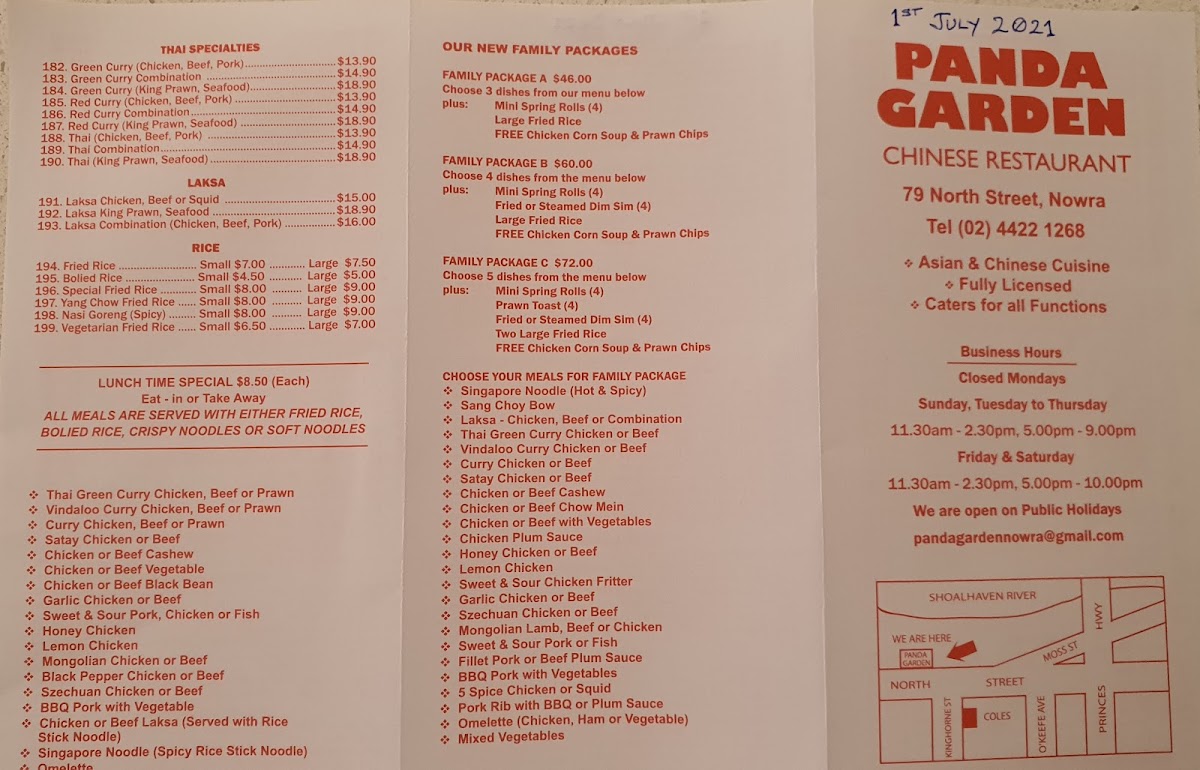 Panda Garden Chinese Restaurant Photo Menu 3