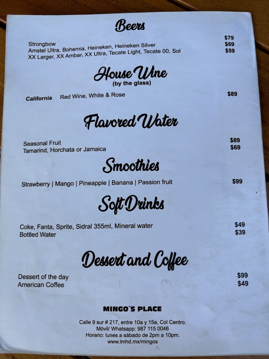 Mingo's Place Photo Menu 6