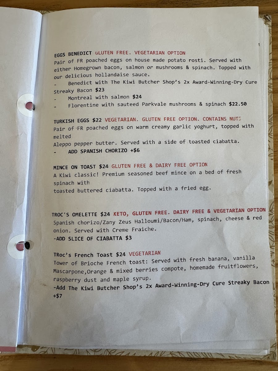 Trocadero Coffee Bar Photo Menu 2