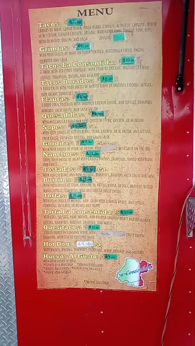 La Consentida Food Truck Photo Menu 1