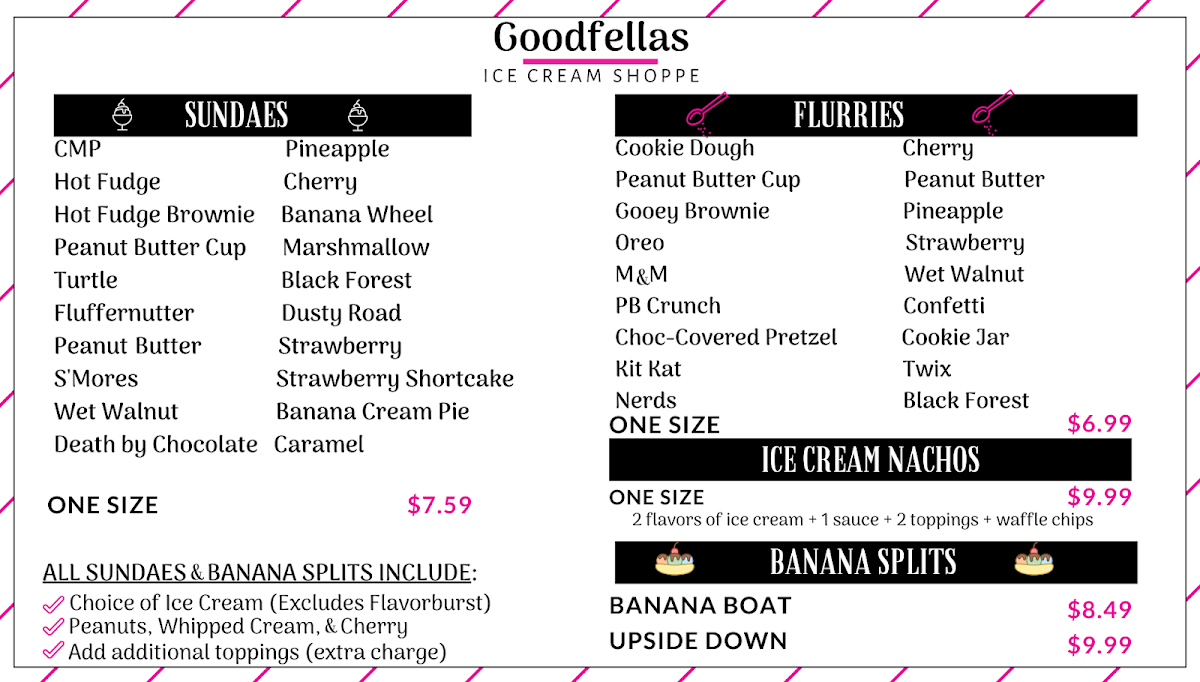 Goodfella’s Ice Cream Shoppe Photo Menu 2