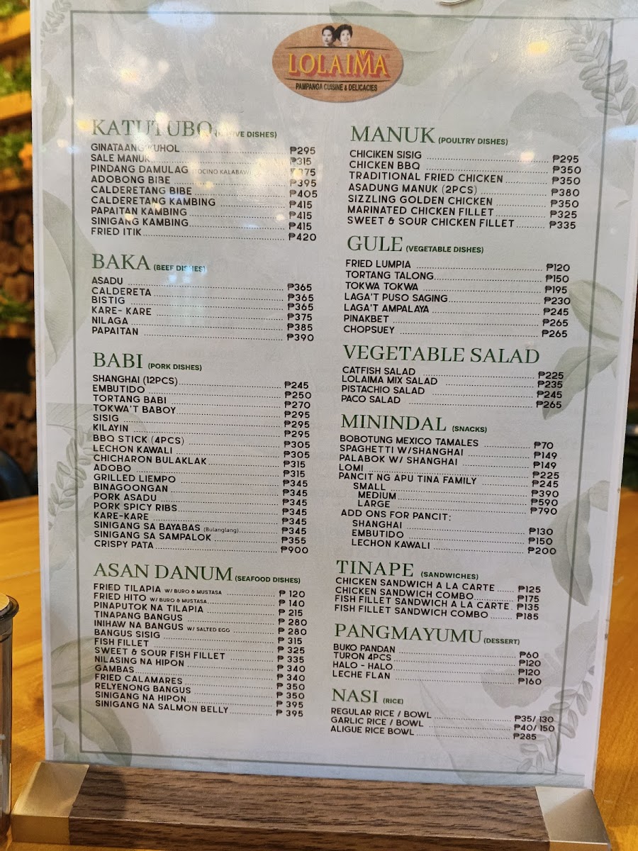 Lola Ima Pampanga Cuisine Photo Menu 1