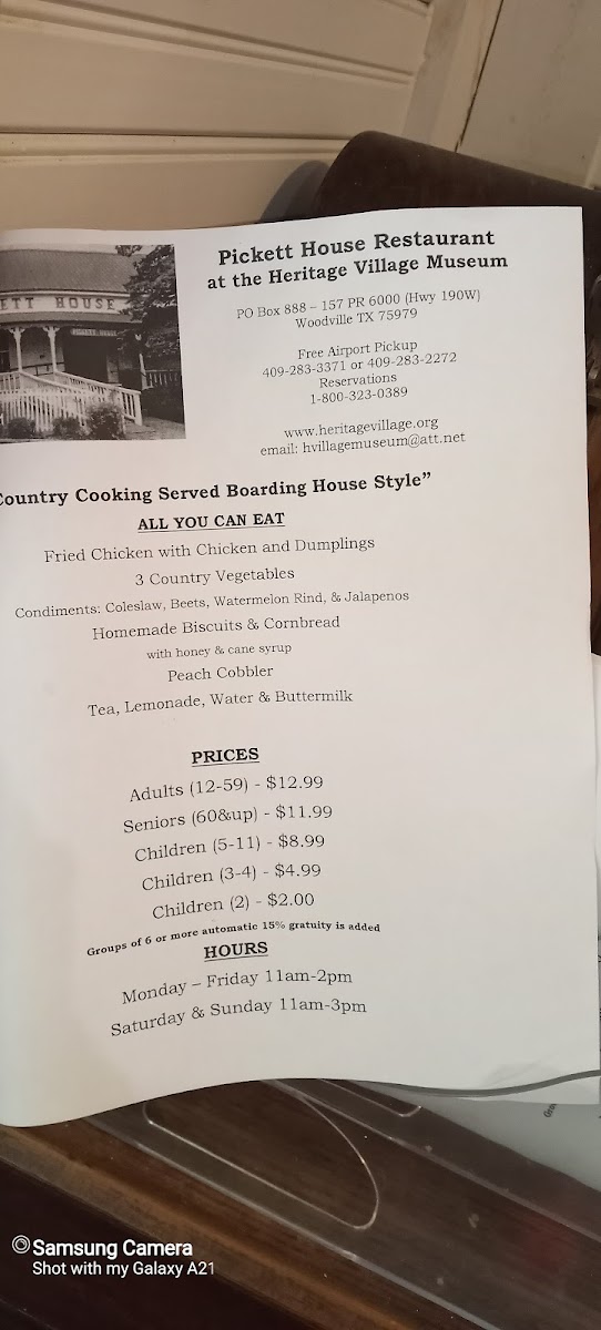 Pickett House Restaurant Photo Menu 10