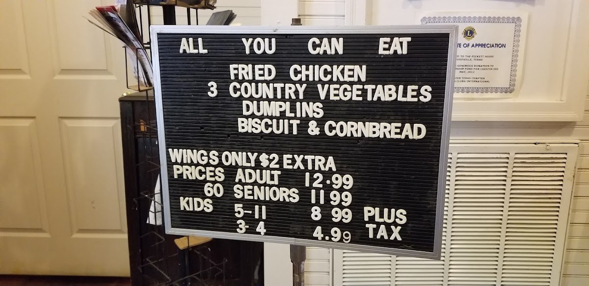 Pickett House Restaurant Photo Menu 5