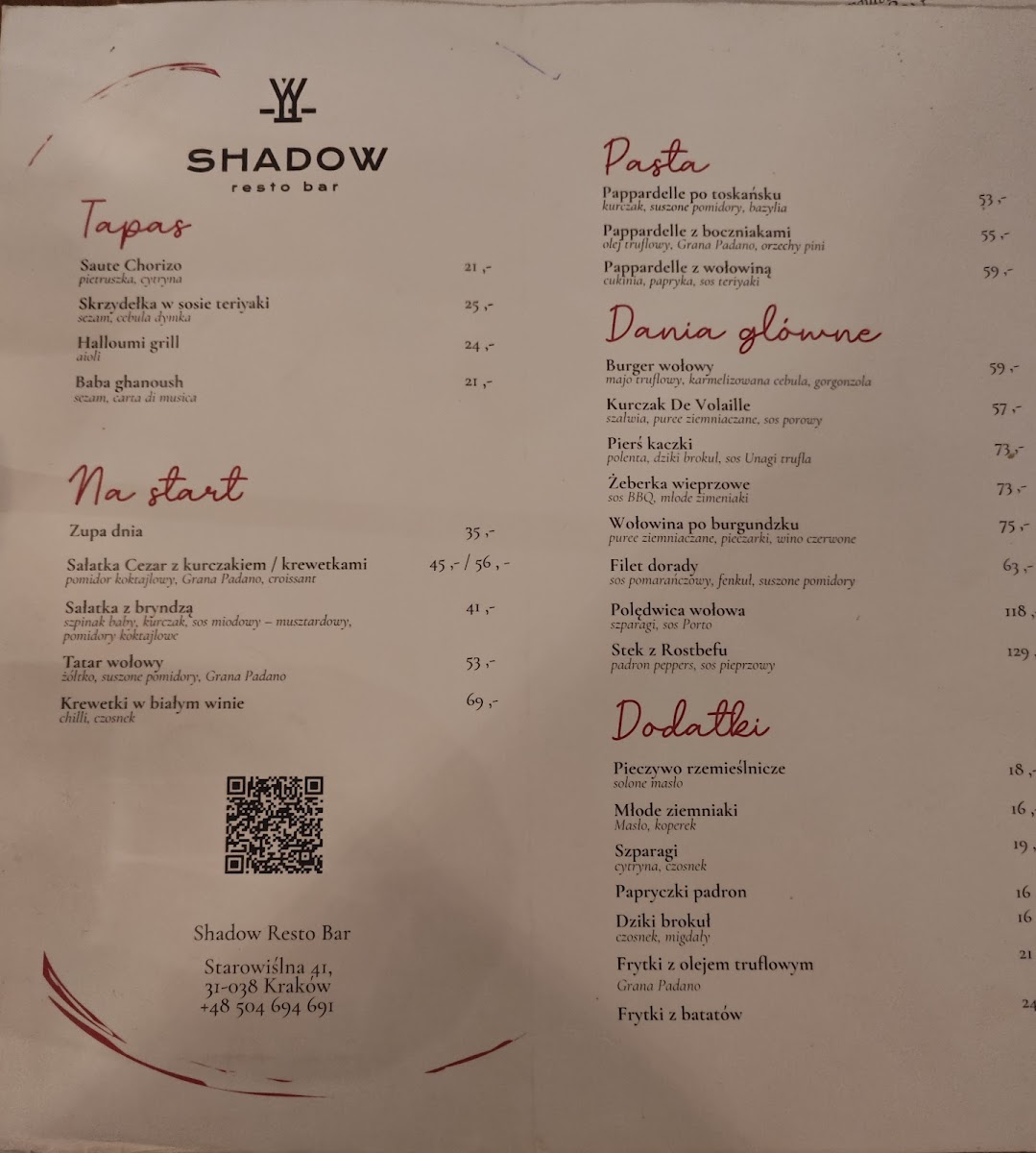 Shadow Resto & Bar | Kazimierz | Photo Menu 8