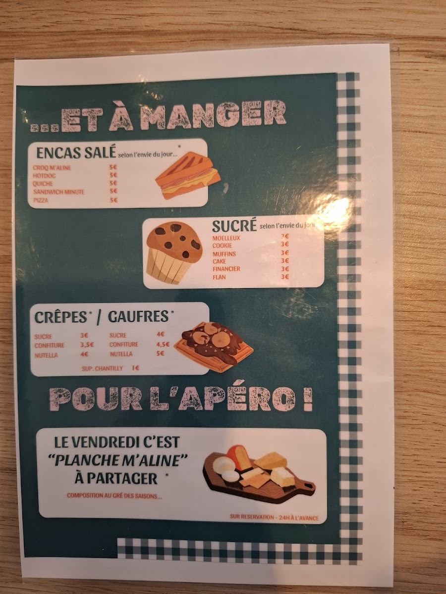 La Pause m'Aline Photo Menu 2