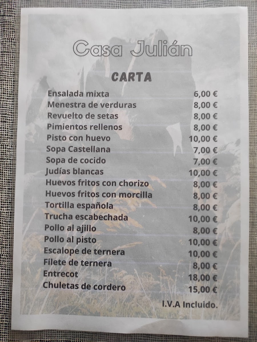 Casa Julián Photo Menu 1