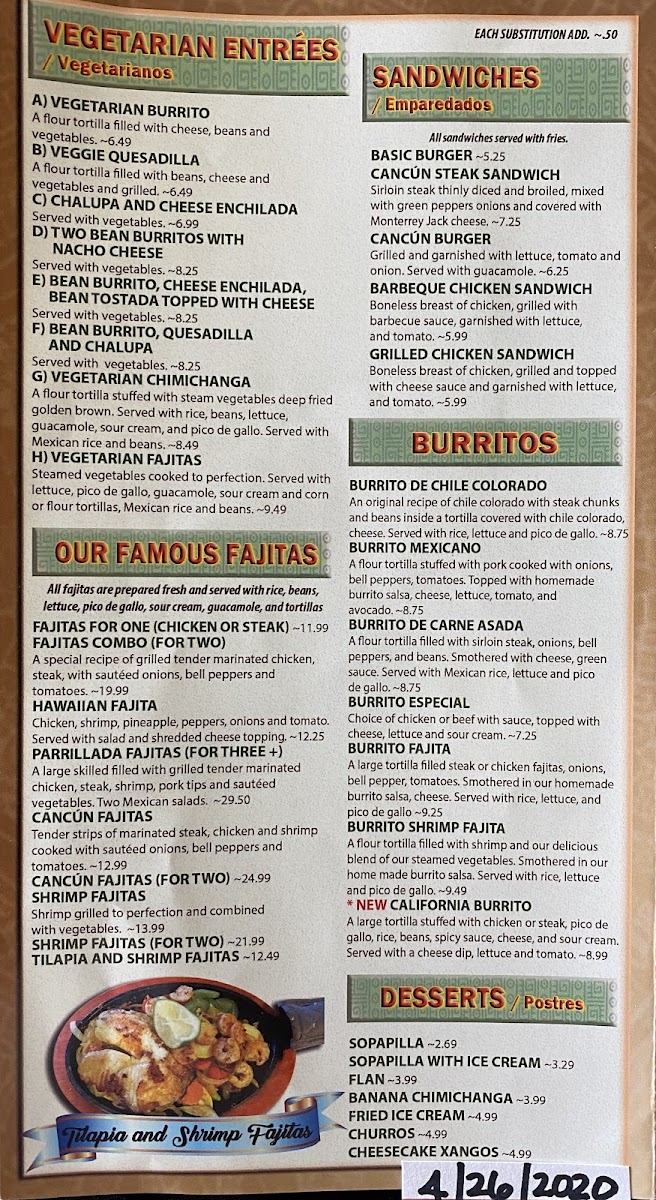 Cancun Mexican Restaurant Photo Menu 4