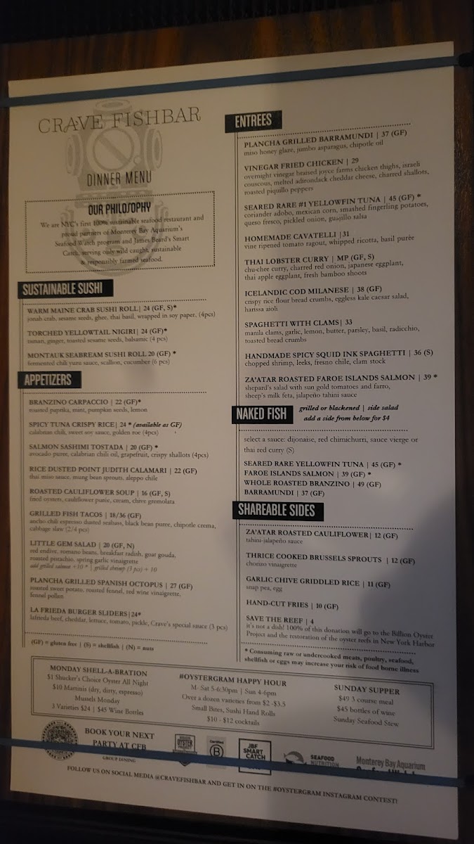 Crave Fishbar Upper East Side Photo Menu 3