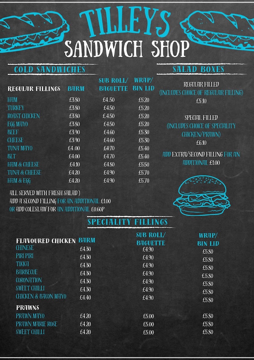 Tilley's Sandwich Shop Photo Menu 2