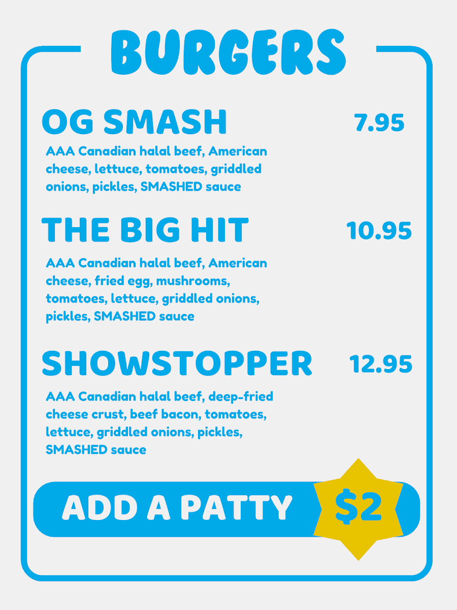 Smashed Patty Photo Menu 1