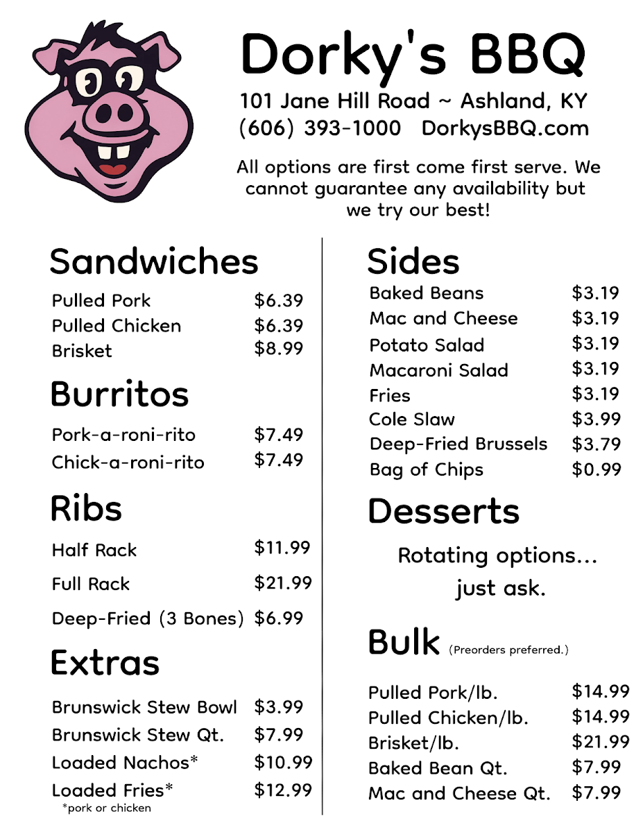 DorkyS BBQ Photo Menu 1