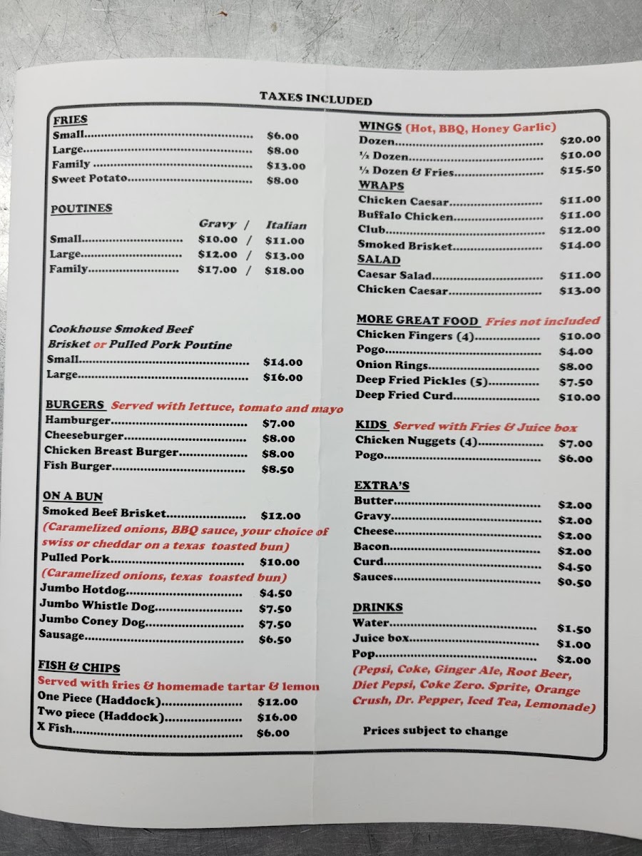 Charleston Cookhouse Chip Truck Photo Menu 1