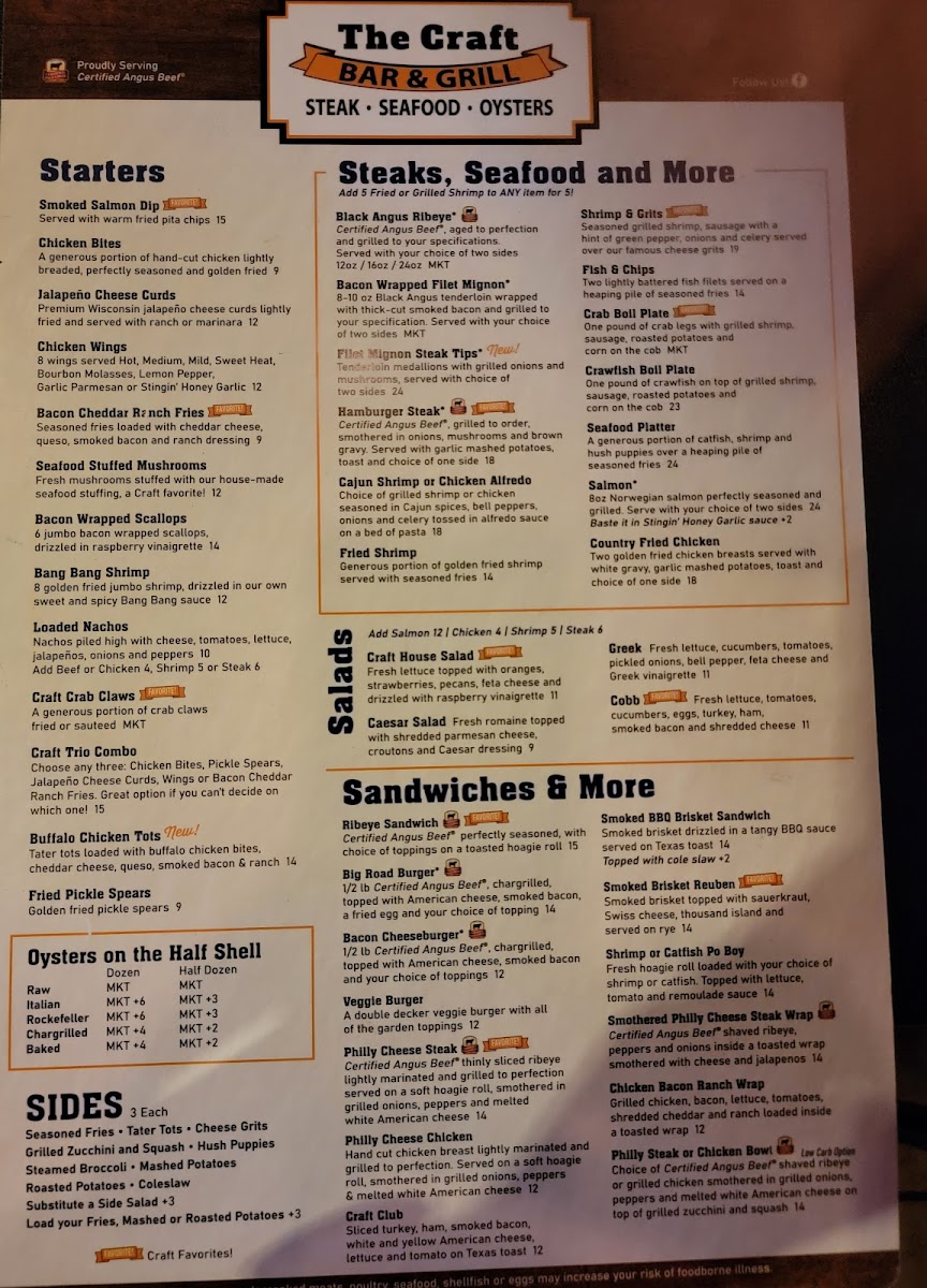 The Craft Bar and Grill Photo Menu 10