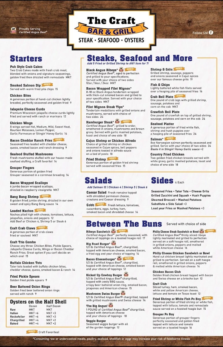 The Craft Bar and Grill Photo Menu 2