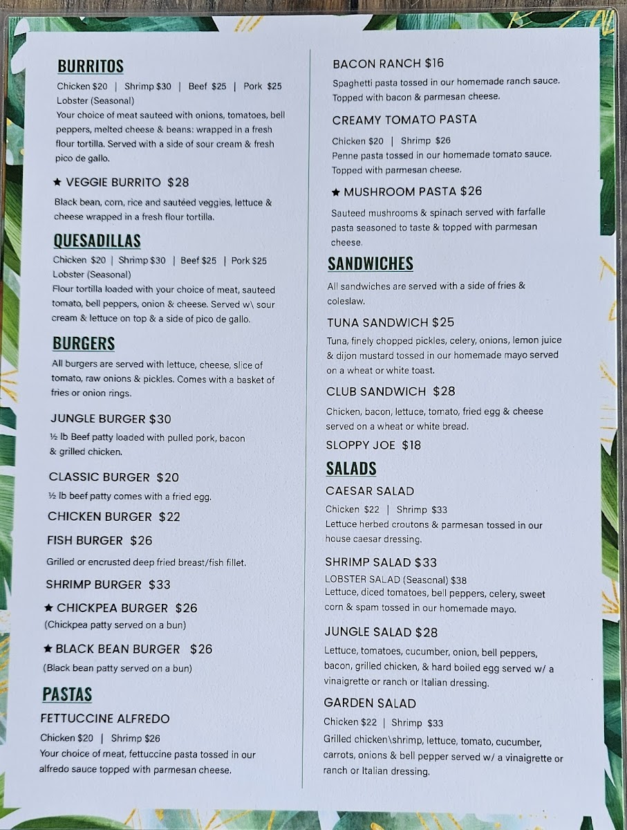 The Islands Jungle Restaurant & Bar Photo Menu 2