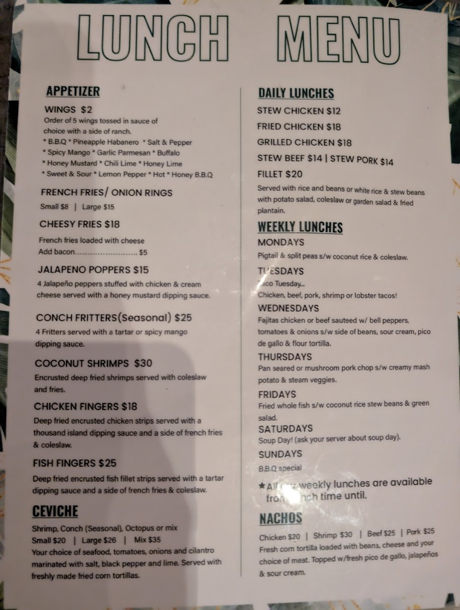 The Islands Jungle Restaurant & Bar Photo Menu 3