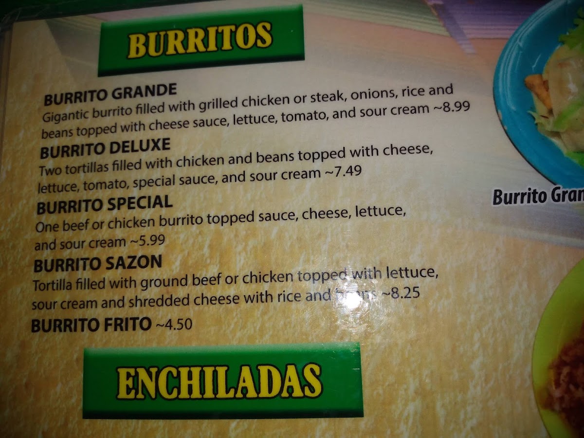 Sazon Mexican Restaurant Photo Menu 1