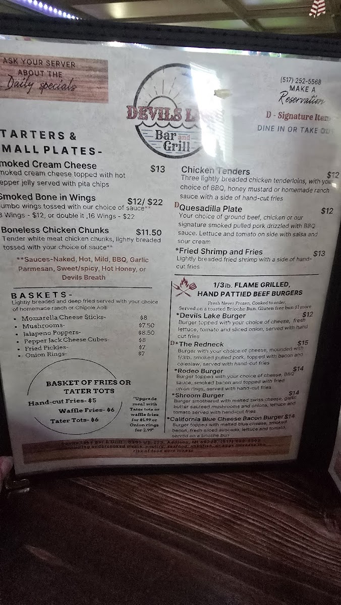 Devils Lake Bar and Grill Photo Menu 7