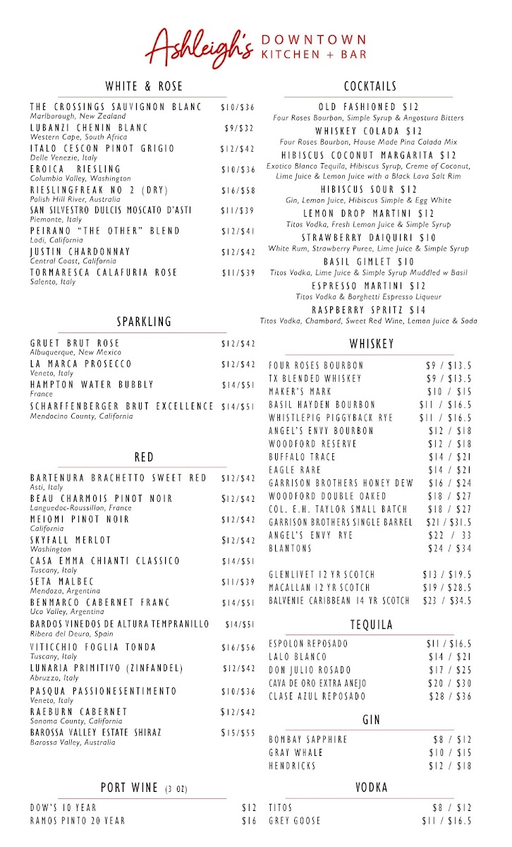 Ashleigh's Downtown Kitchen + Bar Photo Menu 1