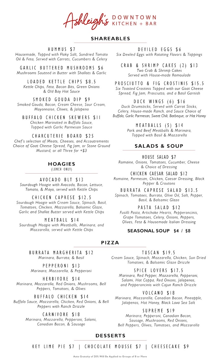 Ashleigh's Downtown Kitchen + Bar Photo Menu 2