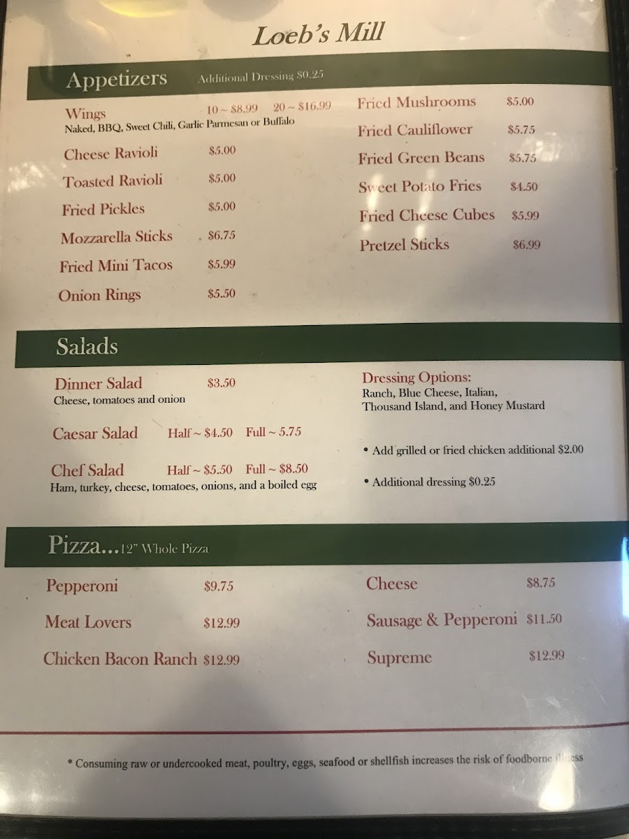 Loebs Mill Bar & Grill Photo Menu 3
