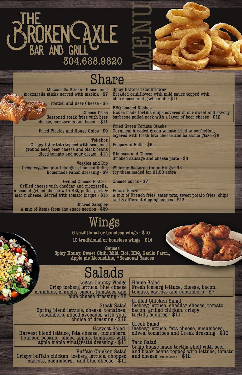 The Broken Axle Photo Menu 1
