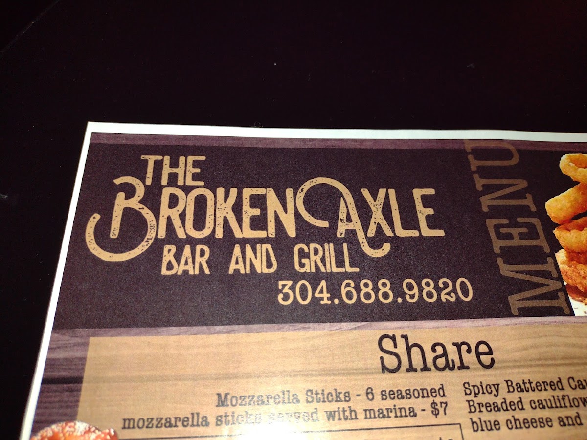 The Broken Axle Photo Menu 6