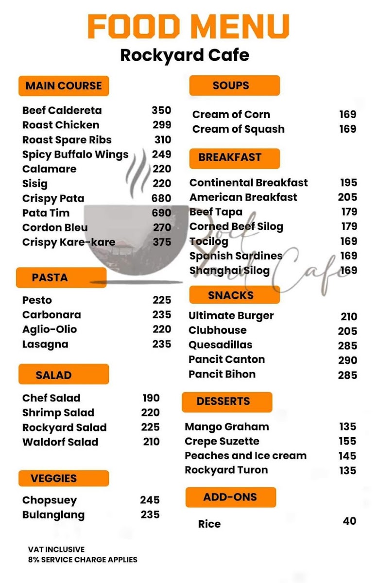 Rockyard Café Photo Menu 1