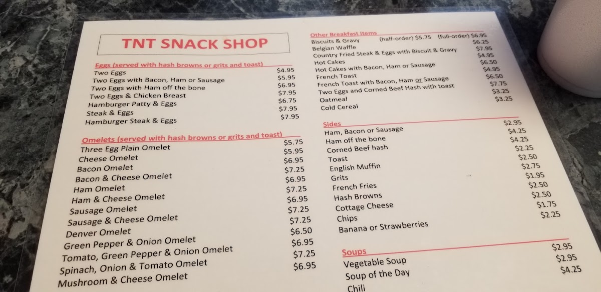 T N T's Snack Shop Photo Menu 3