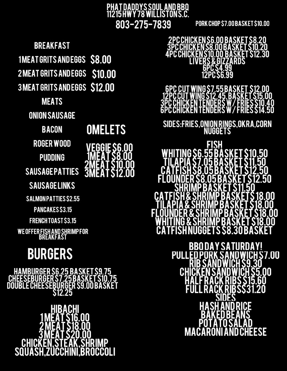 Phat Daddy's Soul And BBQ Photo Menu 1