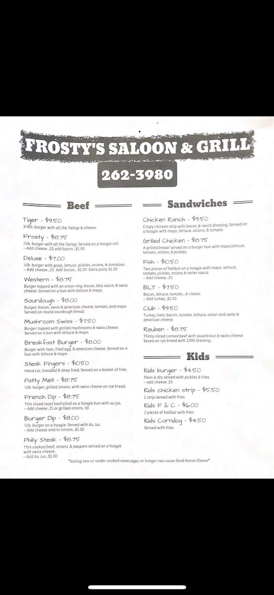 Frosty's Saloon & Grill Photo Menu 6