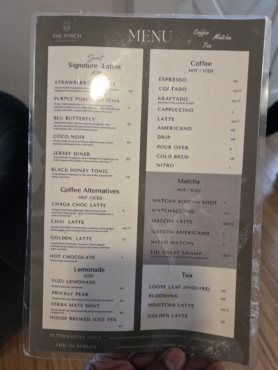The Porch Coffee Tea + Bakery Photo Menu 2