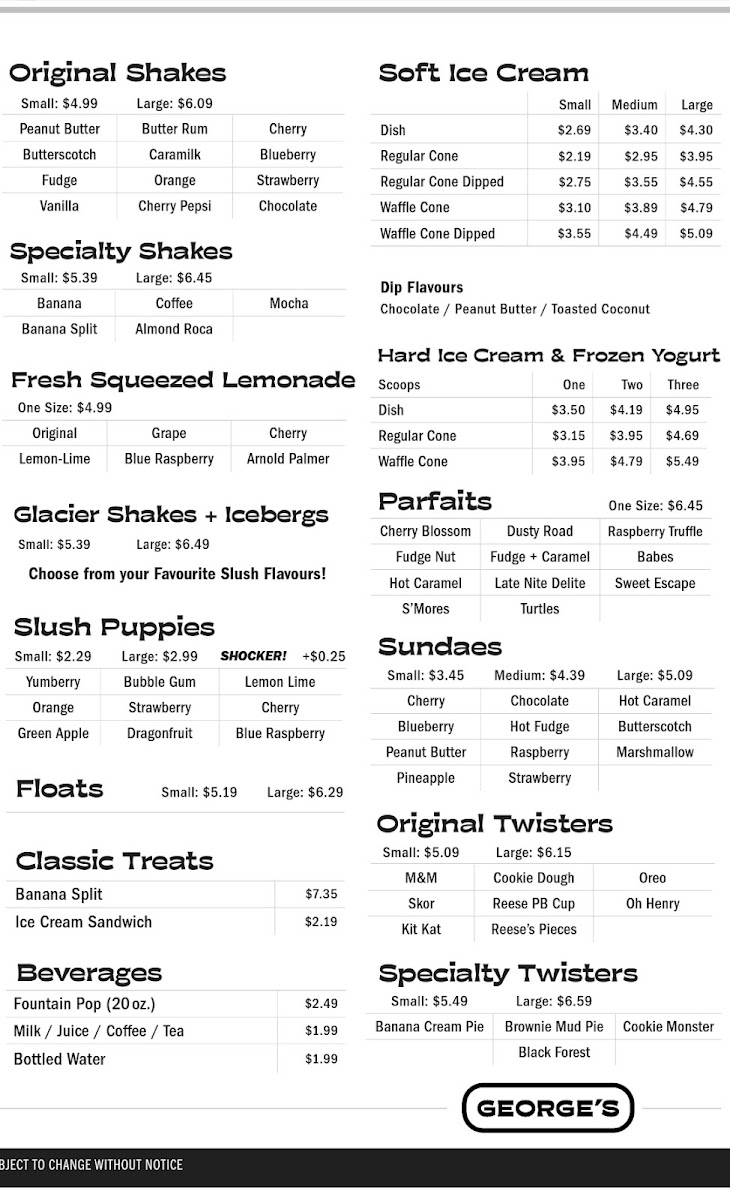 George's Kitchen + Ice Cream Photo Menu 4